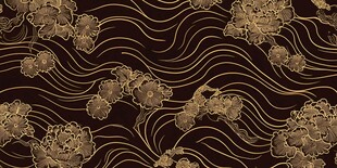 轻奢金色牡丹花线条