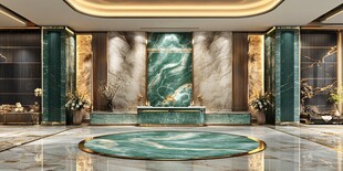 蓝色大理石迎宾区
