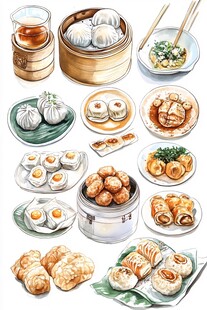 小笼包插画