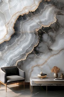 蓝色透光大理石装饰画