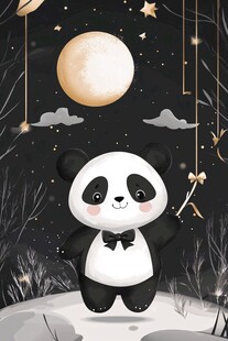 万圣节熊猫插画