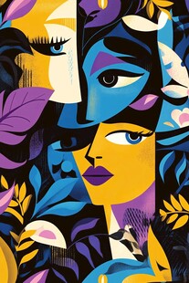 人脸色块拼接装饰画