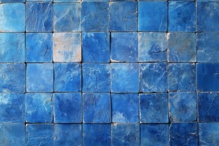 深蓝色拼接石片墙