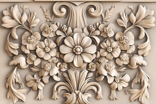 洋花浮雕图