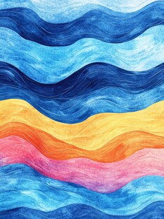 水粉彩印广告波浪底纹