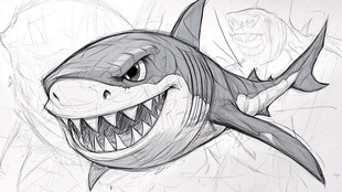 原创手绘鲨鱼