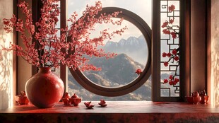 红色新中式花艺