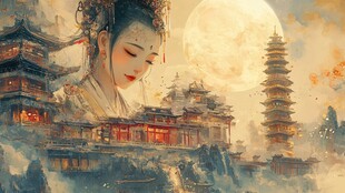 中秋楼阁仙女图