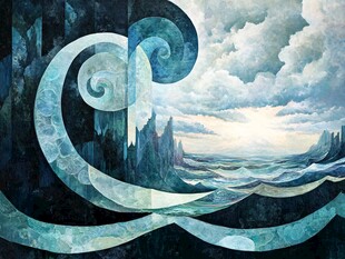 府视大海抽像画