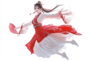 红衣少女设计古风