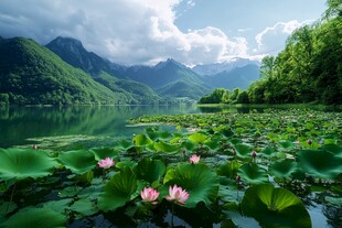 高清荷花池风光