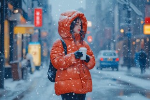 雪中红衣女孩