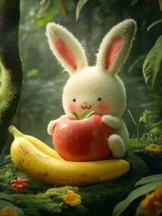 萌兔动物水果图案