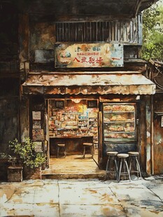 街边小店插画