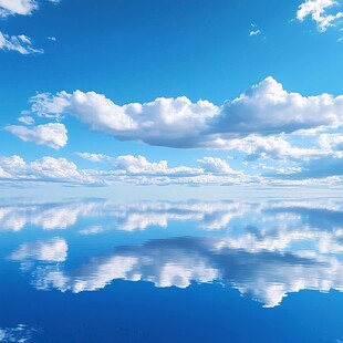 倒影蓝天白云