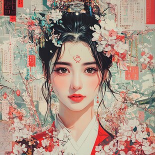 古风美女头像插画封面