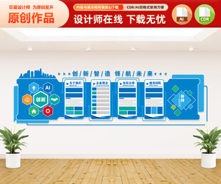 蓝色企业文化墙