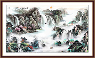 聚宝盆青山绿水风水画