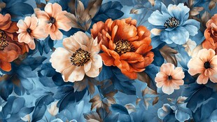 3d浮雕缤纷花卉