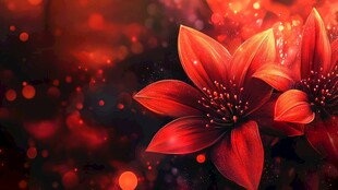 红色星光花朵背景