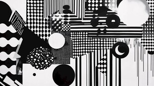 黑白点线面抽象画