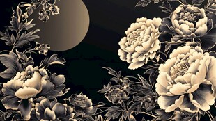 牡丹花线描金轻奢