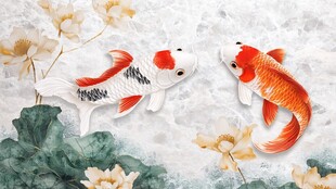 现代鲤鱼壁画
