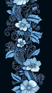 蓝色花卉图案