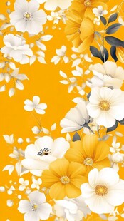 橙色背景上的白色与橙色花朵