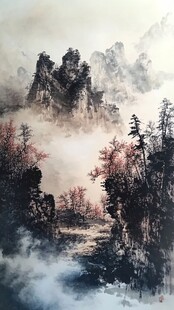 光雾山水墨画