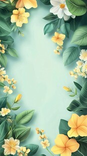 鲜花绿叶背景图