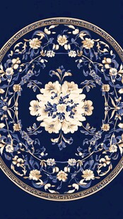 蓝色印花古典图案