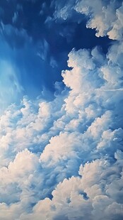 蓝天云海立体画