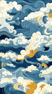 海浪云纹浪花背景