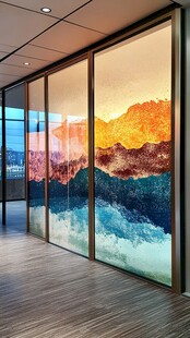 巨幅意境山水玻璃屏风