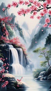 山水画风景画花开富贵