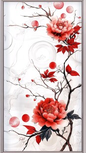 手绘梅花玻璃画