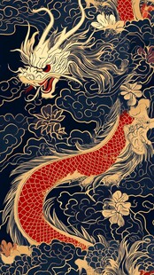 龙凤呈祥喷绘插画高清