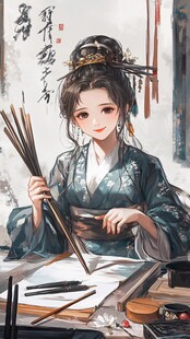 插画汉服女生