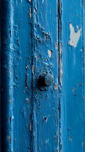 蓝色油漆铁门