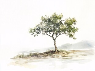 树木水彩画