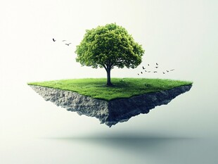 横向生长的树木