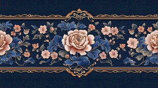 牡丹花线描金轻奢