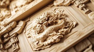 木雕纹理古建筑龙纹雕