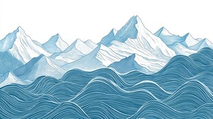 高端山水线包装插画