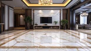 中式大理石地板背景墙