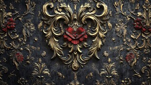 浮雕花卉与爱心艺术