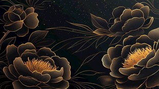 牡丹花线描金轻奢