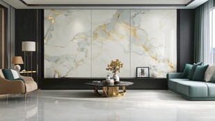 极简金箔石根线条对拼