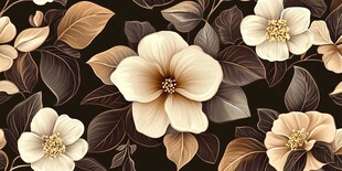 高精手绘黄金拉丝花卉